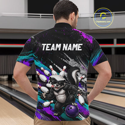 Custom Funny Honey Badger Bowling Shirt for Men Bowling Team Jersey Bowling Outfit QZT1201