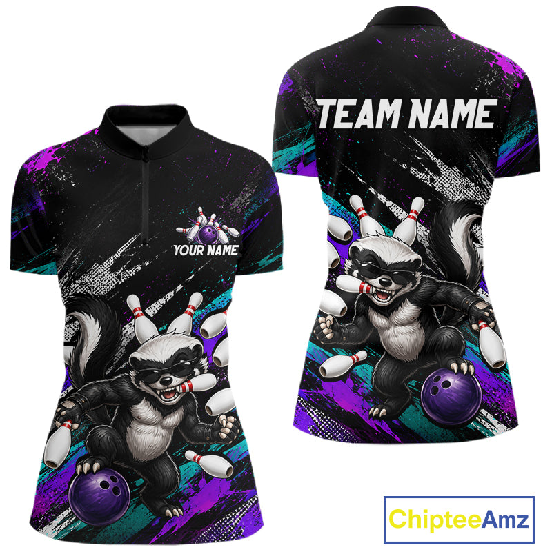 Custom Funny Honey Badger Bowling Shirt for Women Bowling Team Jersey Bowling Outfit QZT1201