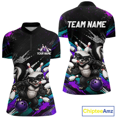 Custom Funny Honey Badger Bowling Shirt for Women Bowling Team Jersey Bowling Outfit QZT1201