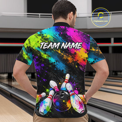 Custom Funny Colorful Bowling Shirt for Men, Bowling League Jersey, Bowling Outfit QZT1206
