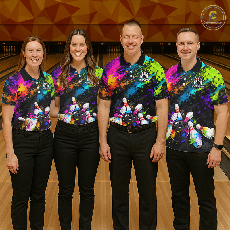 Custom Funny Colorful Bowling Shirt for Men, Bowling League Jersey, Bowling Outfit QZT1206