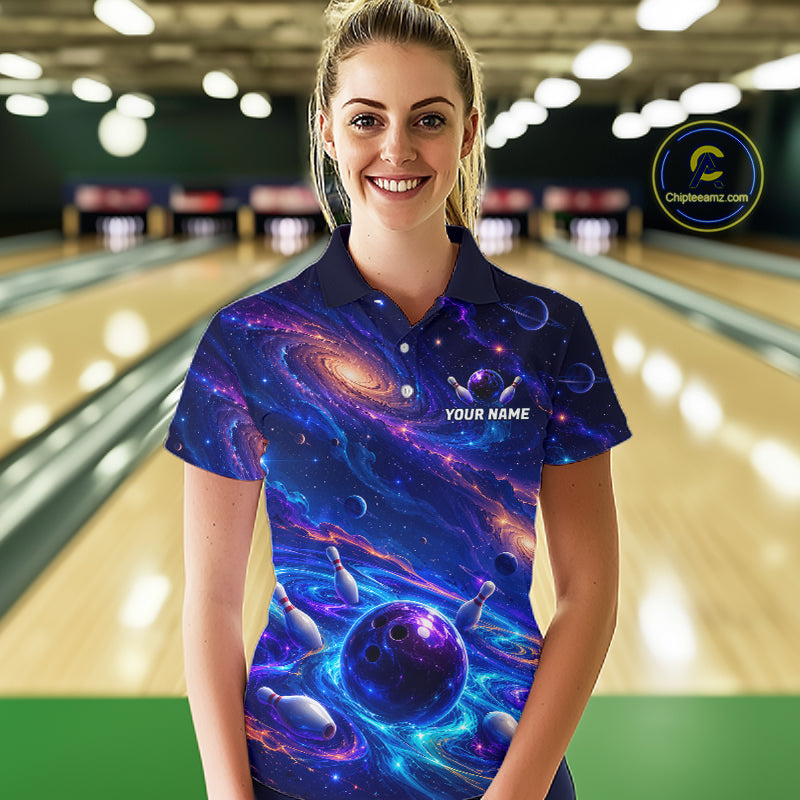 Custom Galaxy Bowling Shirt for Women Bowling League Jersey Bowling Outfit QZT1208