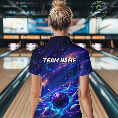 Custom Galaxy Bowling Shirt for Women Bowling League Jersey Bowling Outfit QZT1208