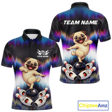 Load image into Gallery viewer, Custom Colorful Funny Pug Dog Bowling Shirt Bowling Jersey for Men Polo &amp; 1/4-Zip Bowling Outfit QZT905