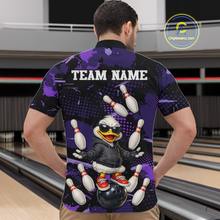 Load image into Gallery viewer, Custom Purple Funny Duck Bowling Shirt for Men Bowling Jersey Polo &amp; 1/4 Zip Bowling Outfit QZT943