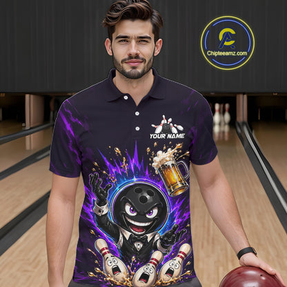 Custom Beer Bowling Shirt for Men Funny Bowling Team Jersey Polo & Quarter-Zip QZT1223