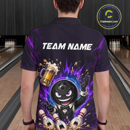 Custom Beer Bowling Shirt for Men Funny Bowling Team Jersey Polo & Quarter-Zip QZT1223