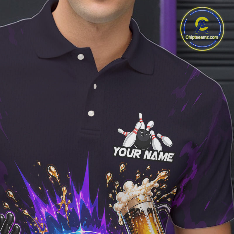Custom Beer Bowling Shirt for Men Funny Bowling Team Jersey Polo & Quarter-Zip QZT1223