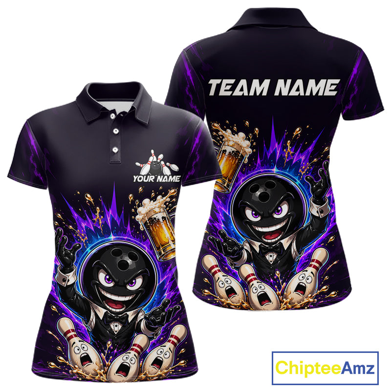 Custom Beer Bowling Shirt for Women Funny Bowling Team Jersey Polo & Quarter-Zip QZT1223