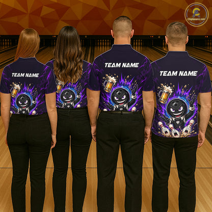 Custom Beer Bowling Shirt for Men Funny Bowling Team Jersey Polo & Quarter-Zip QZT1223