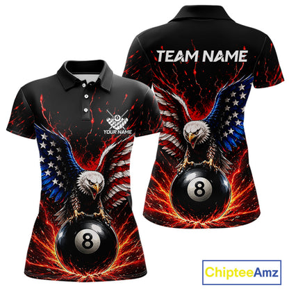 Black polo shirt with eagle design and 'Team Name' text on a white background