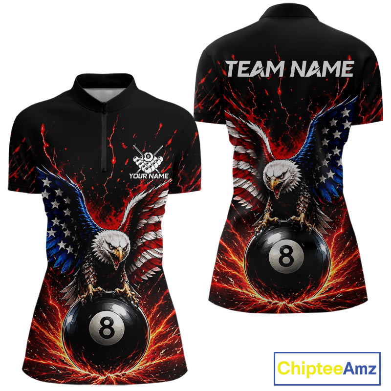 Quarter-zip jersey with eagle and 8-ball design on front and back, featuring 'Chiptee Amz' branding.