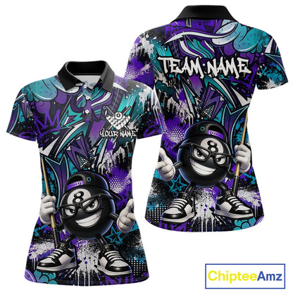 Teal and purple polo shirt with cartoon character design and 'Chiptee Amz' branding.