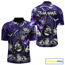 Load image into Gallery viewer, Purple and blue quarter-zip jersey with cartoon character and 'Team Name' text, Chiptee Amz branding visible.