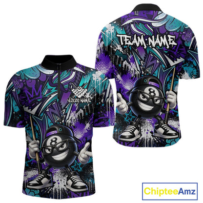 Teal and purple shirt with cartoon character and 'Team Name' text on a white background