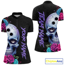 Load image into Gallery viewer, Black quarter-zip jersey with a colorful skull design and 'Your Name' 'Team Name'