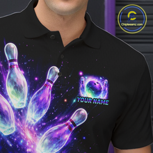 Load image into Gallery viewer, Neon Aurora Bowling Shirt Custom Galaxy Glow Bowling Jersey for Men Polo &amp; Quarter-Zip QZT967