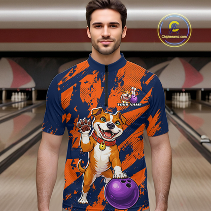 Custom Pitbull Bowling Shirt for Men Bowling Team Jersey Polo & Quarter-Zip QZT1002