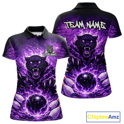 Custom Panther Bowling Shirt for Women Bowling Team Jersey Bowling Outfit Polo & Quarter-Zip QZT970