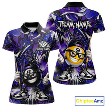 Load image into Gallery viewer, Purple and blue polo shirt with cartoon character and 'Team Name' text.
