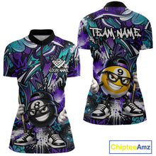 Load image into Gallery viewer, Purple teal quarter-zip jersey with cartoon character design and 'Chiptee Amz' branding.