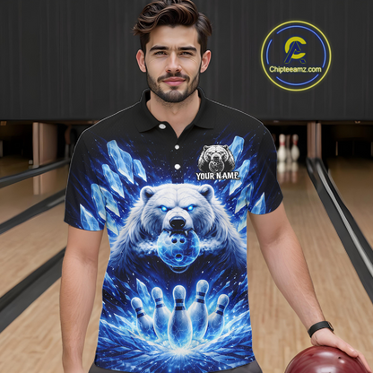 Custom Polar Beer Bowling Shirt for Men Ice Bowling Jersey Polo & 1/4-Zip Bowling Uniform for Team QZT972