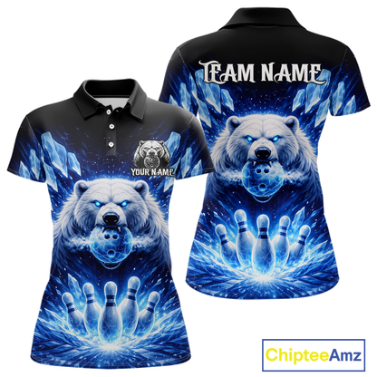 Custom Polar Beer Bowling Shirt for Women Ice Bowling Jersey Polo & 1/4-Zip Bowling for Team QZT972