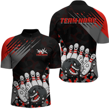 Load image into Gallery viewer, Custom Red Funny Bowling Shirt Crazy Bowling Jersey Men Polo &amp; 1/4 Zip Bowling Outfit QZT785