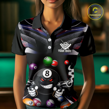 Load image into Gallery viewer, Custom Funny American Flag 8 Ball Pool Shirt for Women Billiard Jersey Polo &amp; 1/4 Zip Billiard Shirt BHT16