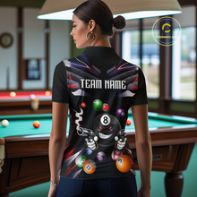 Load image into Gallery viewer, Custom Funny American Flag 8 Ball Pool Shirt for Women Billiard Jersey Polo &amp; 1/4 Zip Billiard Shirt BHT16