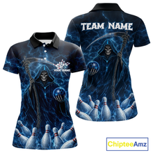 Load image into Gallery viewer, Blue Thunder Lightning Bowling Shirt for Women Bowling League Jersey Polo &amp; Quarter-Zip Bowling Outfit QZT932