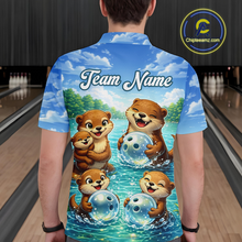 Load image into Gallery viewer, Custom Funny Otter Family Bowling Shirt DNA Bowling League Polo &amp; 1/4-Zip Bowling Outfit for Men QZT933