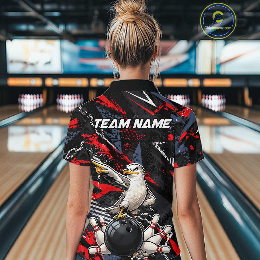 Custom Funny Gull Bowling Team Shirt for Women Bowling League Jersey Polo & Quarter-Zip QZT1016