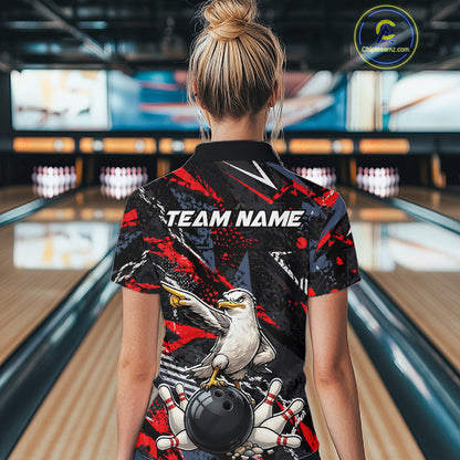 Custom Funny Gull Bowling Team Shirt for Women Bowling League Jersey Polo & Quarter-Zip QZT1016