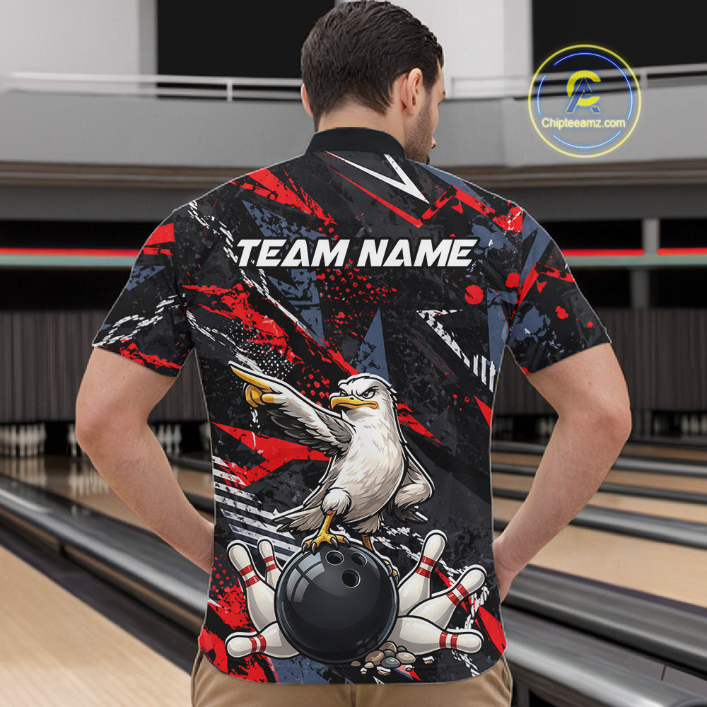 Custom Funny Gull Bowling Team Shirt for Men Bowling League Jersey Polo & Quarter-Zip QZT1016