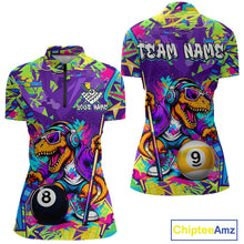 Load image into Gallery viewer, Graffiti jersey with a dinosaur playing pool design, featuring 'Team Name' text on a white background.