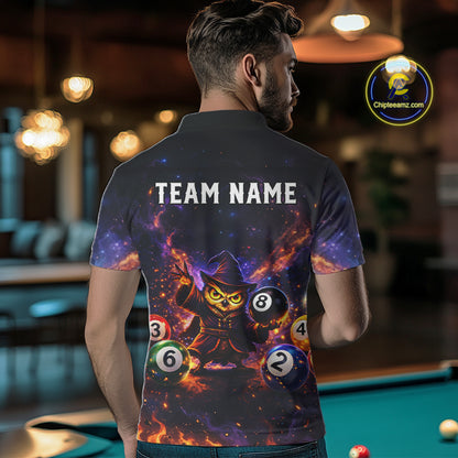 Custom Owl Witch Billiard Shirt for Men 8 Ball Billiard Jersey Pool Shirt Polo & 1/4 Zip Unisex BHT3