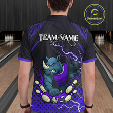 Load image into Gallery viewer, Custom Funny Purple Rhino Bowling Team Shirt for Men Bowling Jersey Polo, Quarter-Zip Outfit QZT805