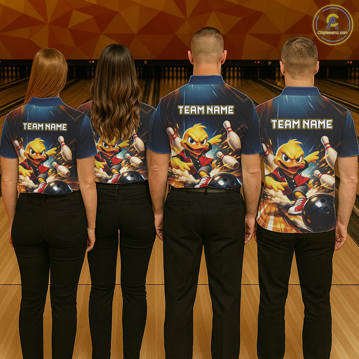 Personalized Funny Duck Bowling Team Shirt for Women Bowling League Uniform Polo & 1/4-Zip QZT858