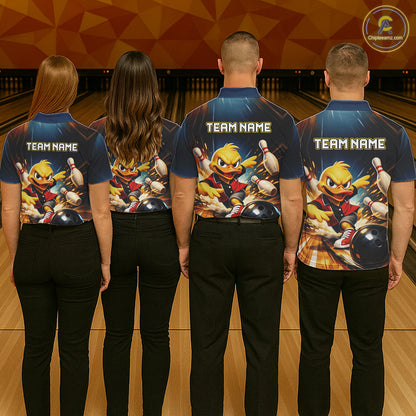 Personalized Funny Duck Bowling Team Shirt for Women Bowling League Uniform Polo & 1/4-Zip QZT858