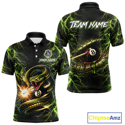 Custom Green Cobra Snake Billiard Jersey for Men 8 Ball Billiard Shirt for Team Polo & 1/4 Zip BHT8