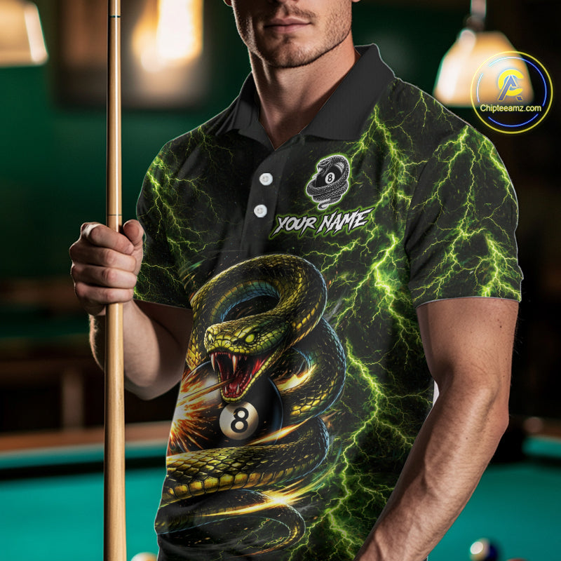 Custom Green Cobra Snake Billiard Jersey for Men 8 Ball Billiard Shirt for Team Polo & 1/4 Zip BHT8