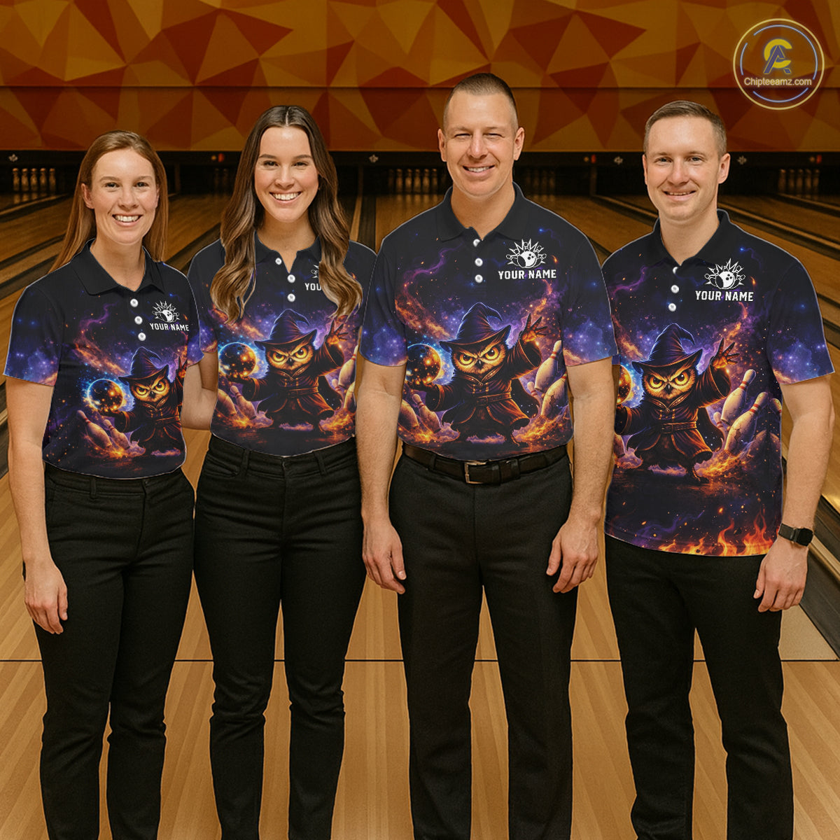 Custom Witch Owl Bowling Team Shirt Funny Bowling League Jersey Outfit for Men QZT864