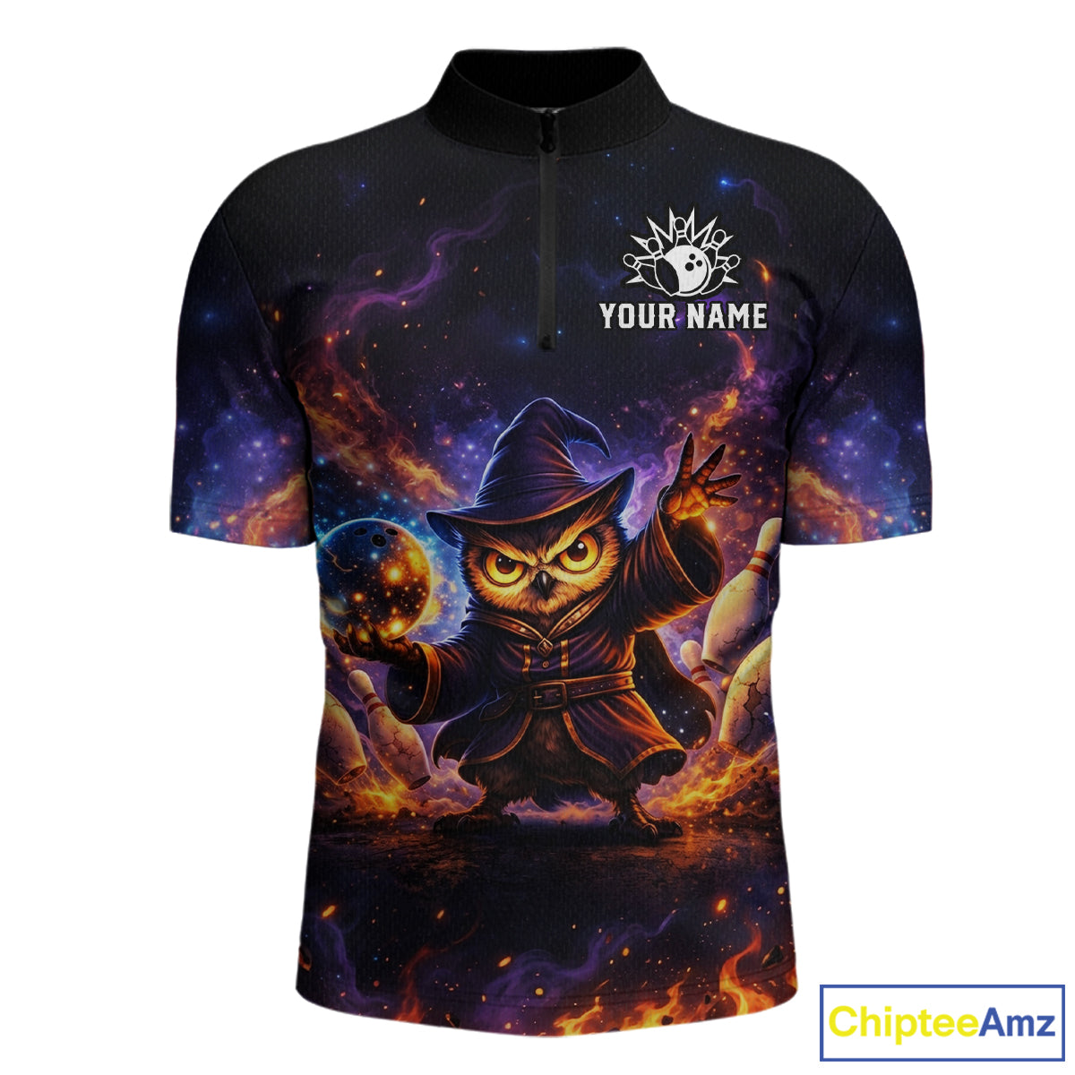 Custom Witch Owl Bowling Team Shirt Funny Bowling League Jersey Outfit for Men QZT864