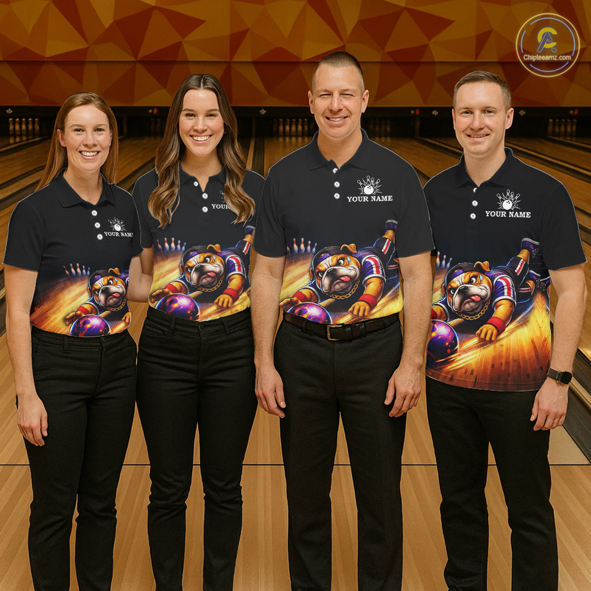 Funny Bulldog Bowling Shirt for Team Custom Polo & 1/4 Zip Bowling Jersey for Women QZT913