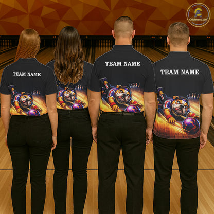 Funny Bulldog Bowling Shirt for Team Custom Polo & 1/4 Zip Bowling Jersey for Women QZT913