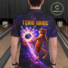 Load image into Gallery viewer, Galaxy Funny Cat Bowling Shirt for Men Custom Bowling League Jersey Polo &amp; Quarter-Zip Bowler Gift QZT918