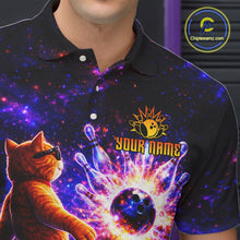 Load image into Gallery viewer, Galaxy Funny Cat Bowling Shirt for Men Custom Bowling League Jersey Polo &amp; Quarter-Zip Bowler Gift QZT918