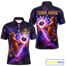 Load image into Gallery viewer, Galaxy Funny Cat Bowling Shirt for Men Custom Bowling League Jersey Polo &amp; Quarter-Zip Bowler Gift QZT918