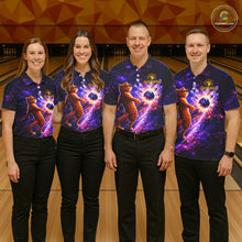 Load image into Gallery viewer, Galaxy Funny Cat Bowling Shirt for Men Custom Bowling League Jersey Polo &amp; Quarter-Zip Bowler Gift QZT918